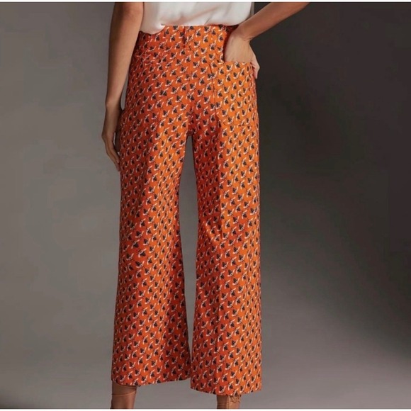 Anthropologie Maeve x Sarah Gordon Colette Bee Print Wide Leg Crop Pants Size 4 - Picture 2 of 10